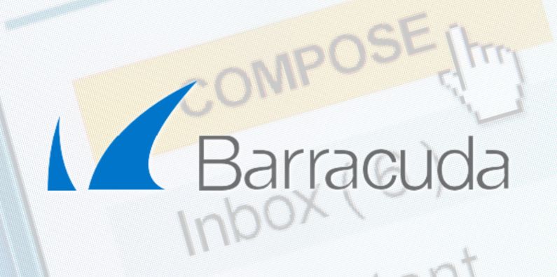 Barracuda email security logo overtop image of email inbox