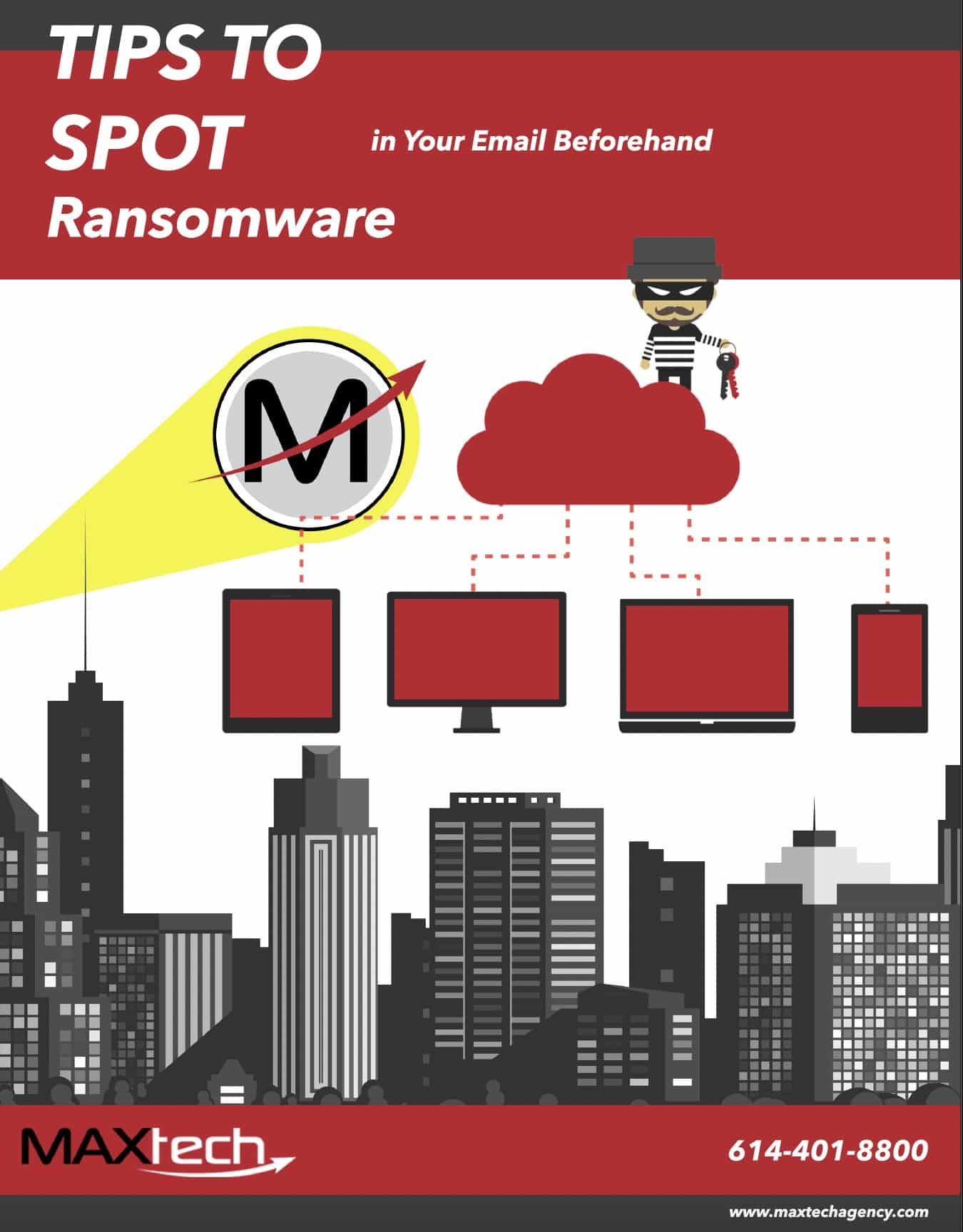 cover of ebook about ransomware by maxtech agency