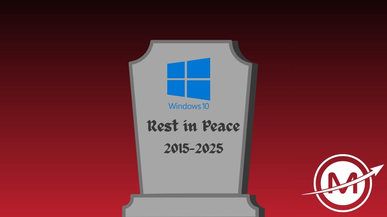4 graphic of tombstone with windows 10 logo for end of life